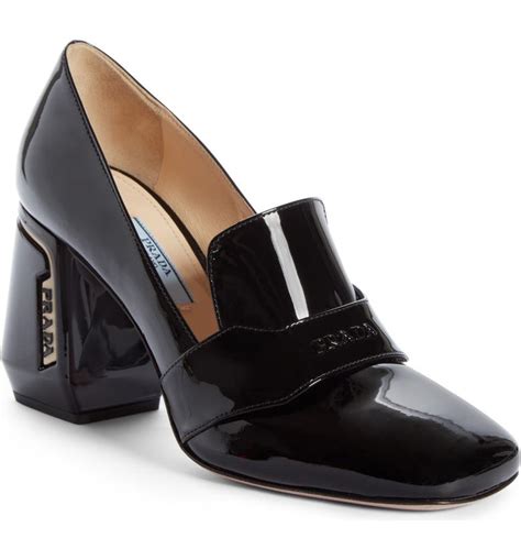 prada block heel loafers|prada high heeled loafers.